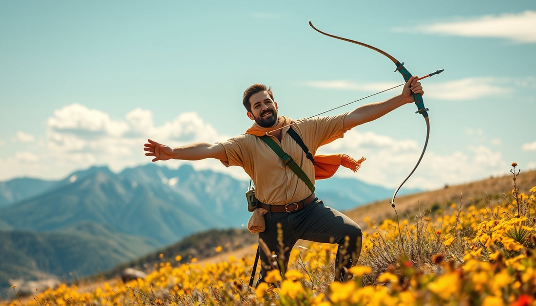 Sagittarius man embracing adventure in a beautiful landscape.