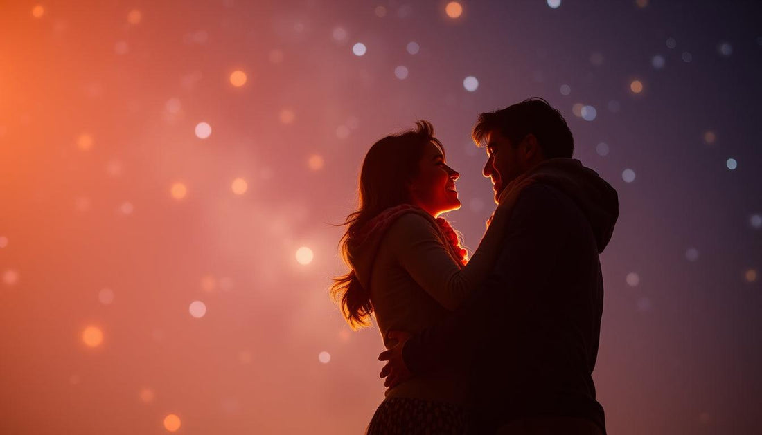 Couple in love under a starry night.