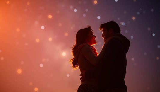 Couple in love under a starry night.