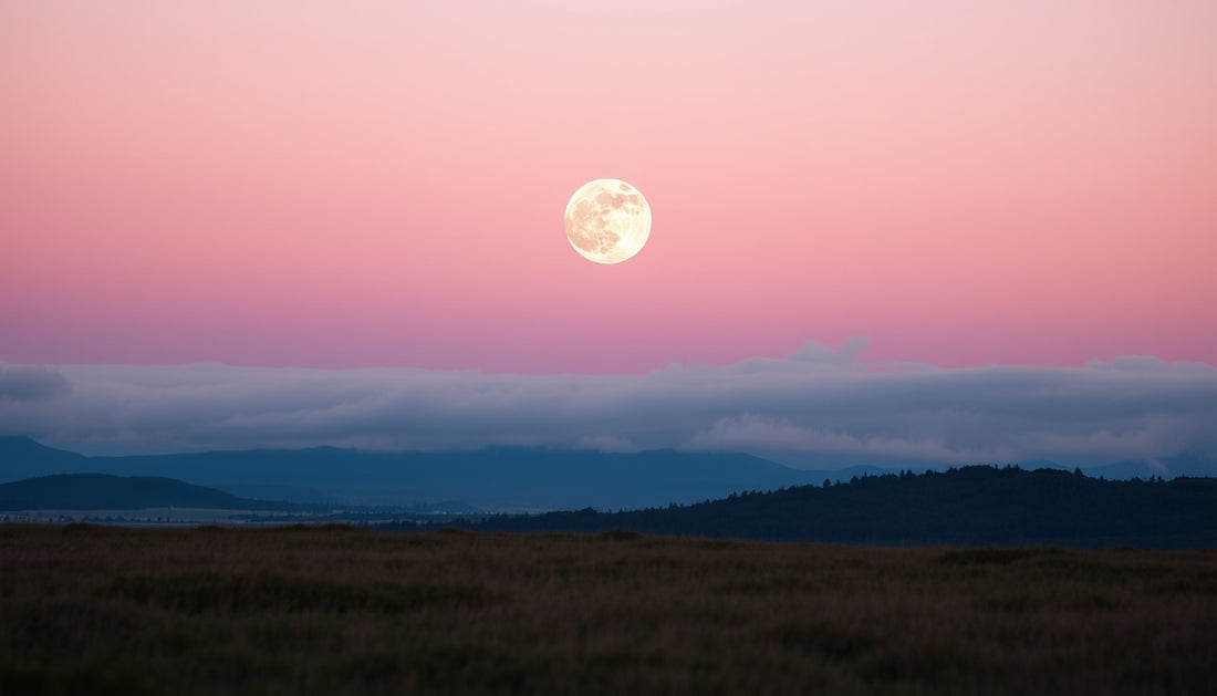 Full moon in a pink sky, evoking emotional depth.