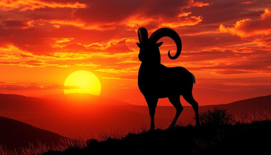 Ein Widder im Sonnenuntergang