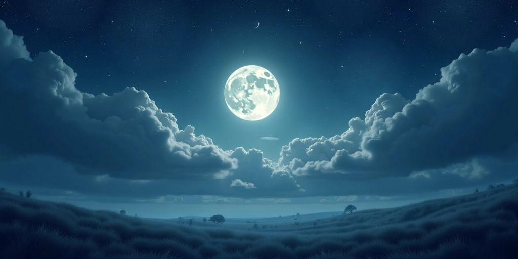Ein klarer Nachthimmel mit einem großen, leuchtenden Mond.