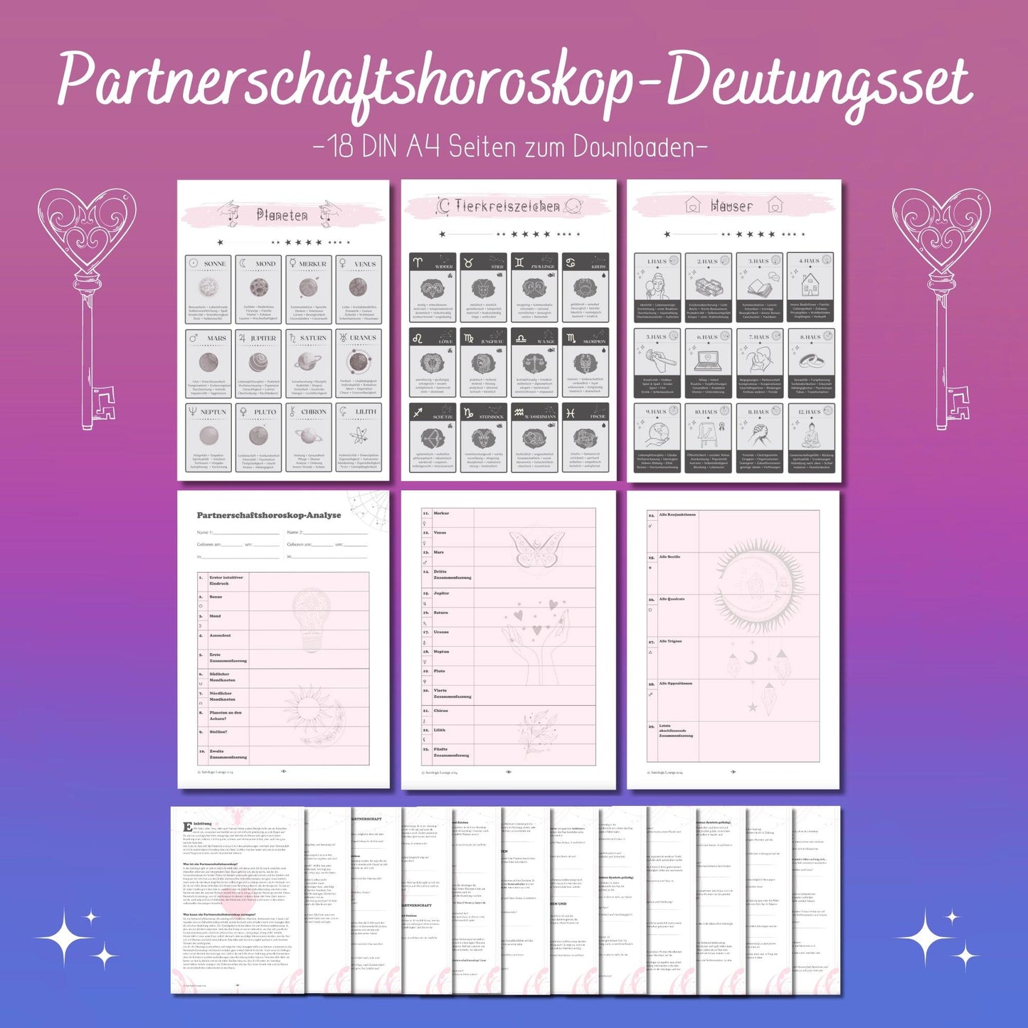 Partnerschafts-Horoskop Deutungsset DIN A4 - zum sofortigen Downloaden