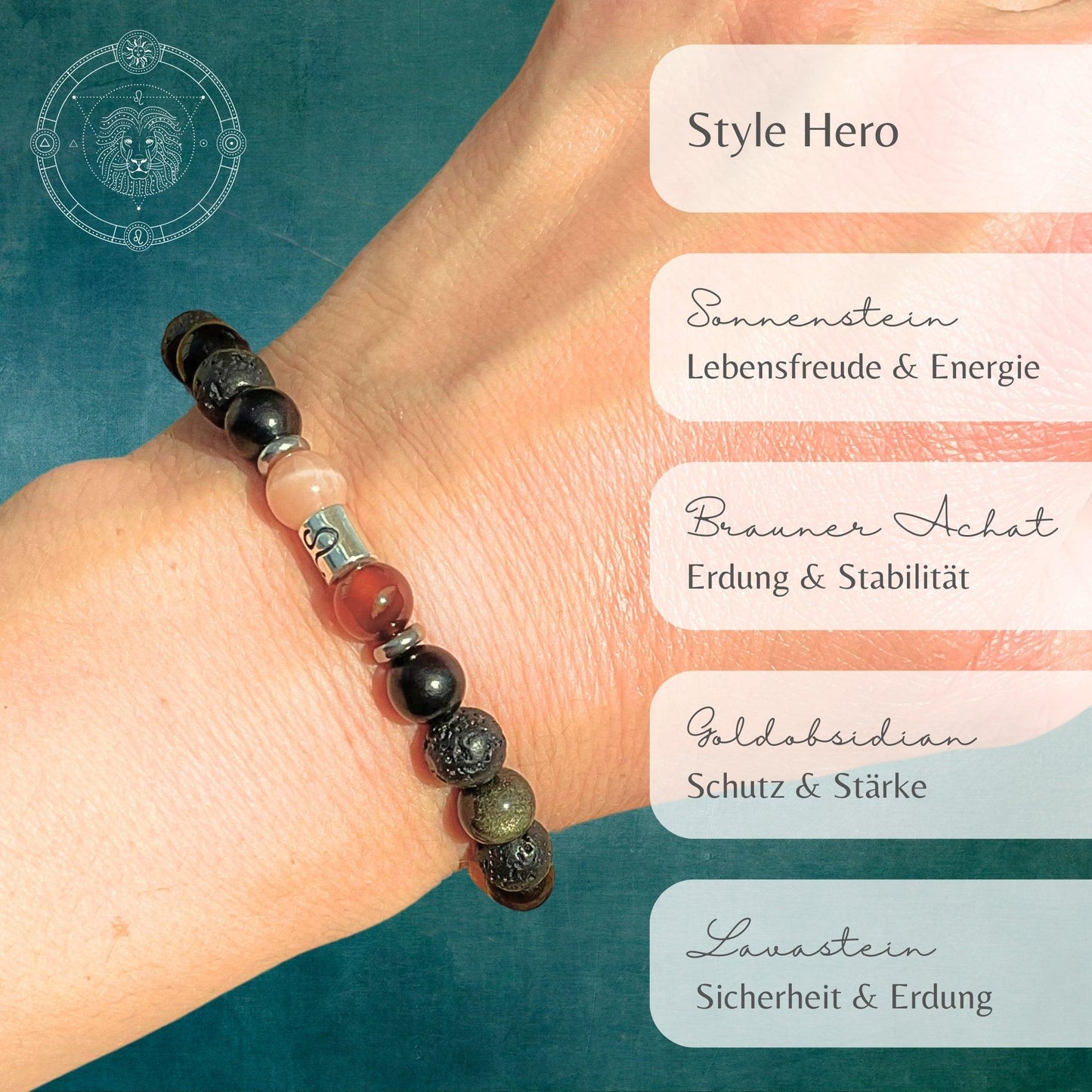 Heilstein Armband Löwe