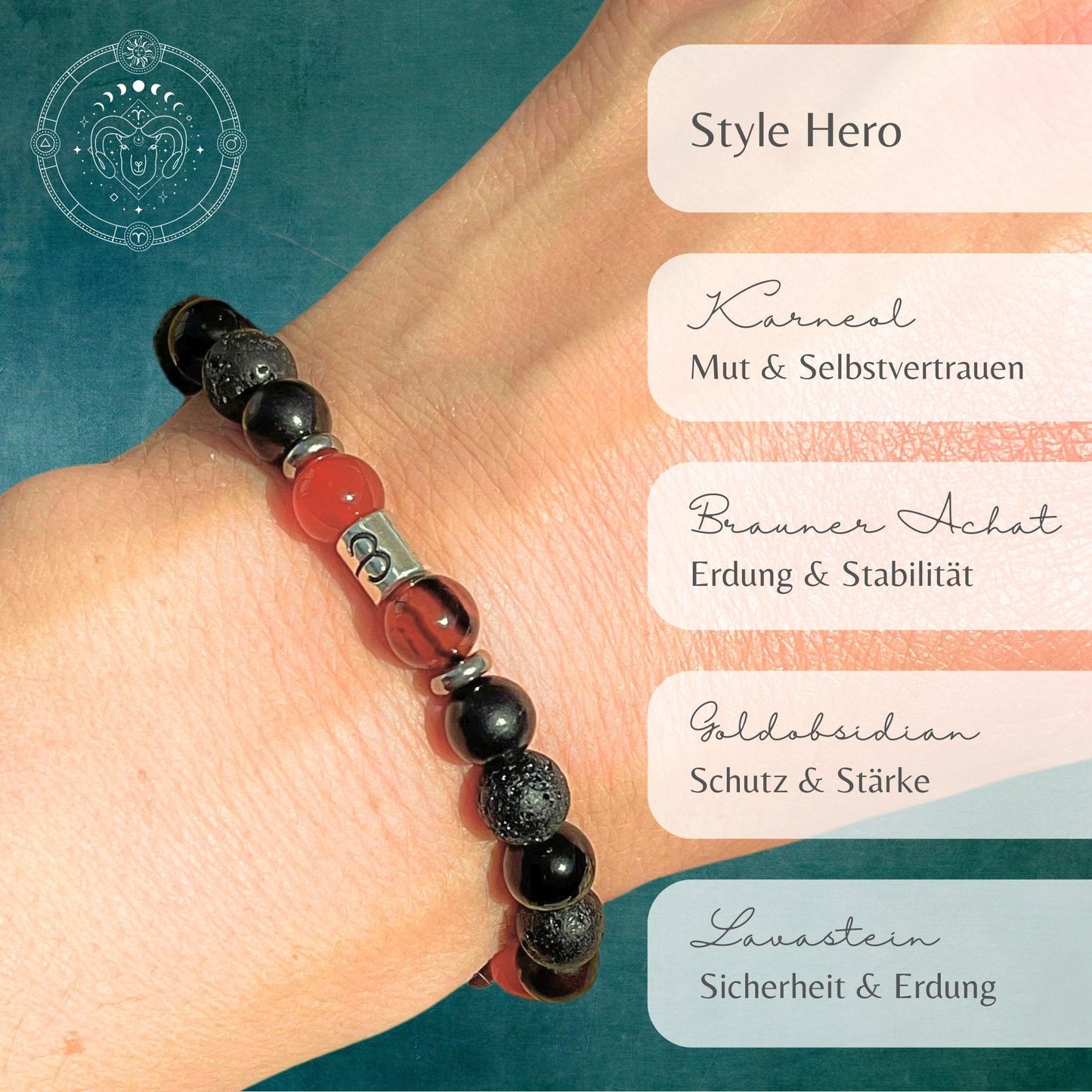 Heilstein Armband Widder