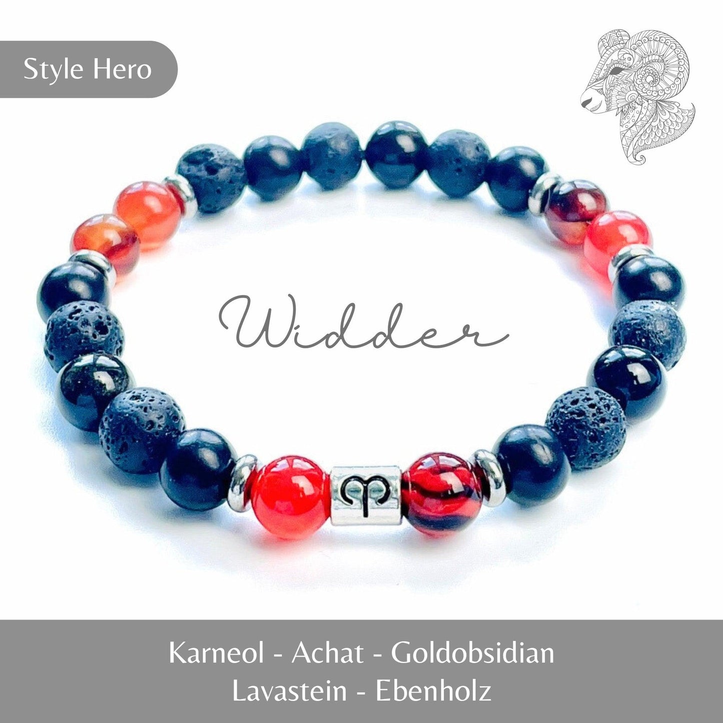 Heilstein Armband Widder