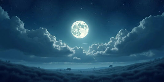 Ein klarer Nachthimmel mit einem großen, leuchtenden Mond.