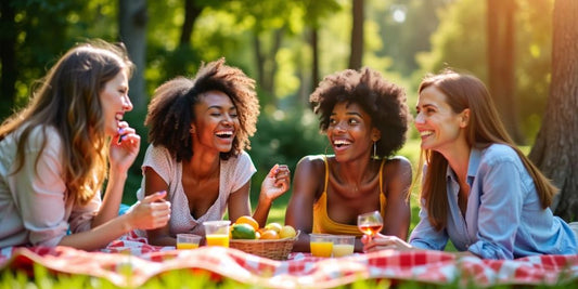 Freunde bei einem Picknick im Freien.